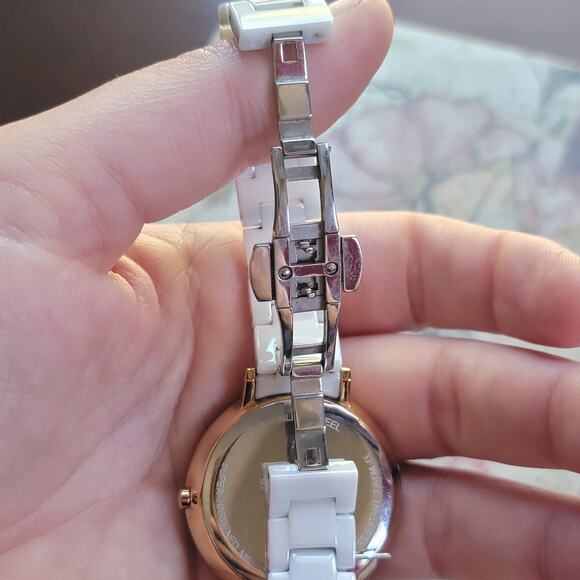 Skagen White Ceramic Watch Rose Gold Minimalist Dial Womens Quartz Slim - Picture 8 of 10